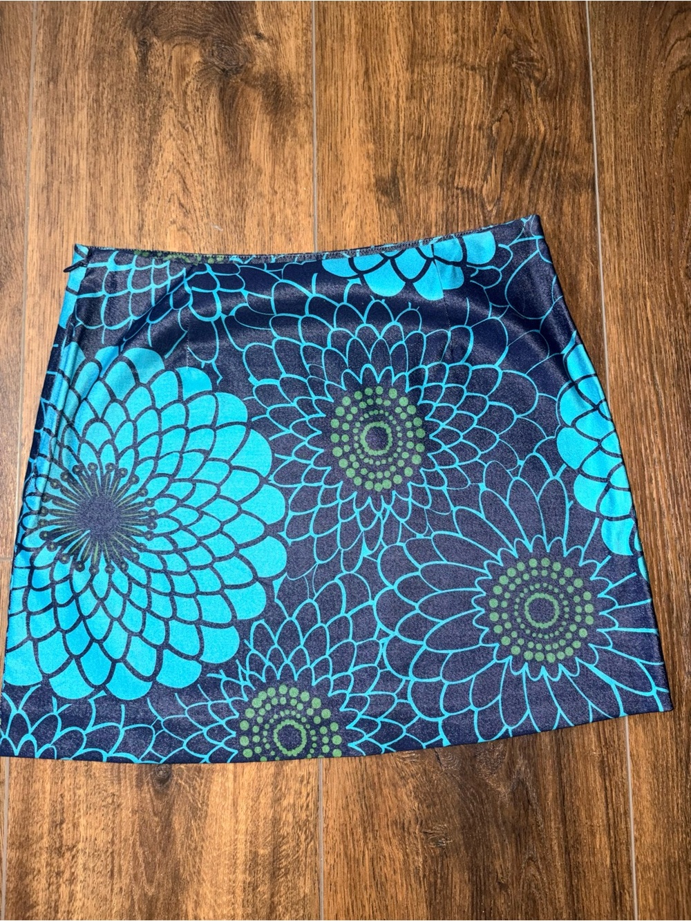 Vintage Express Stretch Y2K Blue Floral Graphic Print Mini Skirt Size 1/2